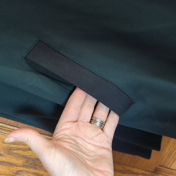 CAbi Green and Black Leather Trim Renaissance Asymmetrical Zip Pea Coat Size XS - Picture 6 of 10